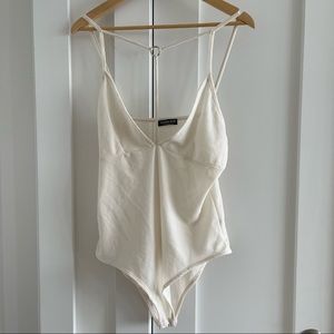 White cotton mesh sexy strappy bodysuit